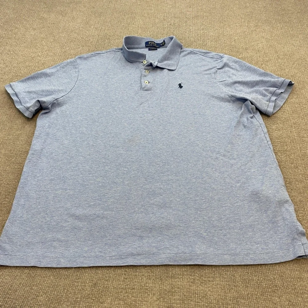 Polo Ralph Lauren Polo Shirt Mens XL Blue Heather Classic Fit Cotton Logo 90s